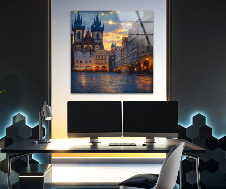 Old Town Square in Prague Glass Wall Art Glass Printing Wall Art, Print photos on glass
