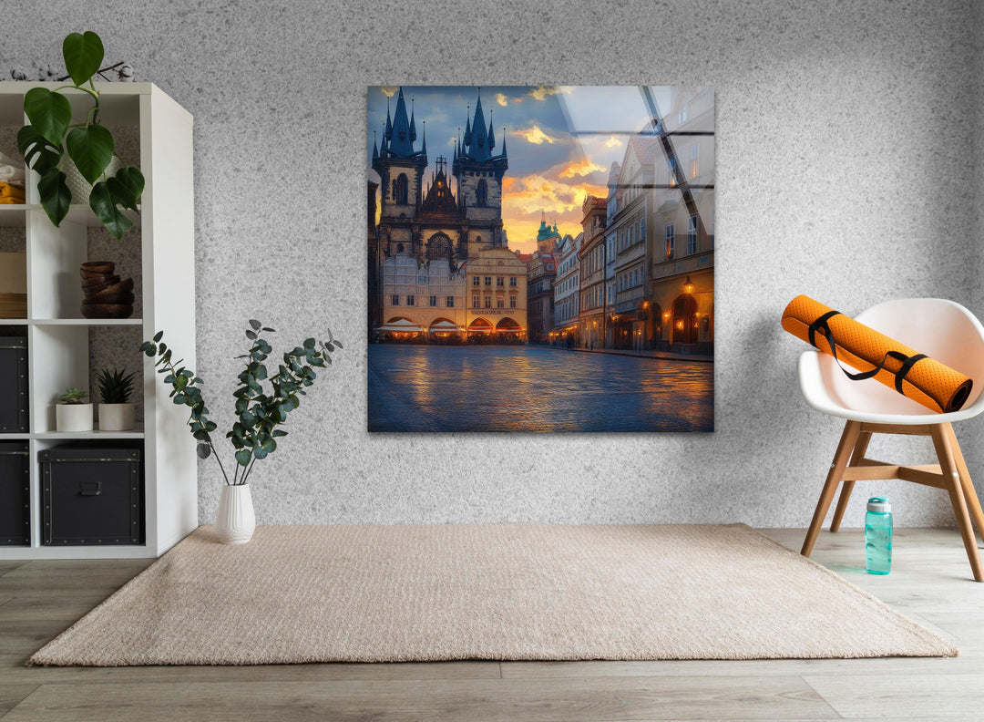 Old Town Square in Prague Glass Wall Artart glass wall art, glass wall art pictures
