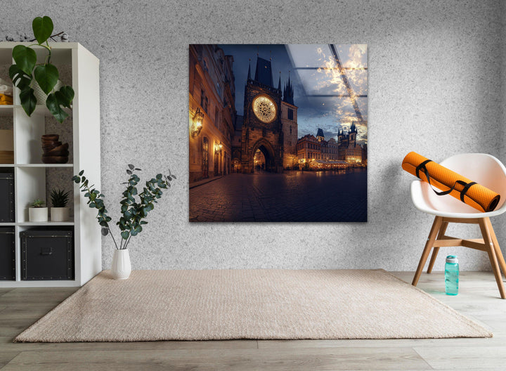 Night Sunset Prague Glass Wall Art glass photo prints, glass picture prints
