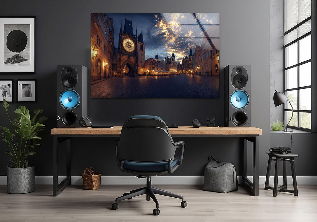 Night Sunset Prague Glass Wall Art glass pictures for Wall, glass prints wall art
