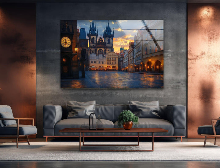 Old Town Square in Prague Glass Wall Art glass image printing, glass prints from photos
