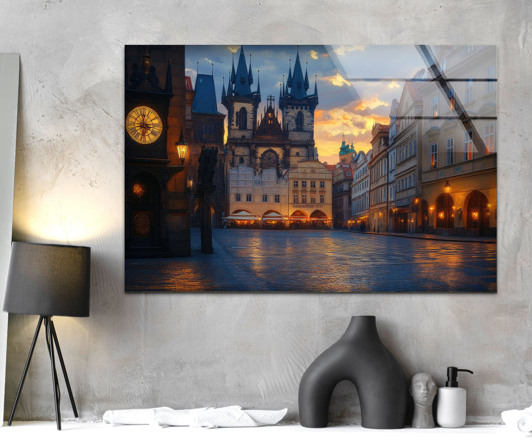 Old Town Square in Prague Glass Wall Art glass pictures for Wall, glass prints wall art
