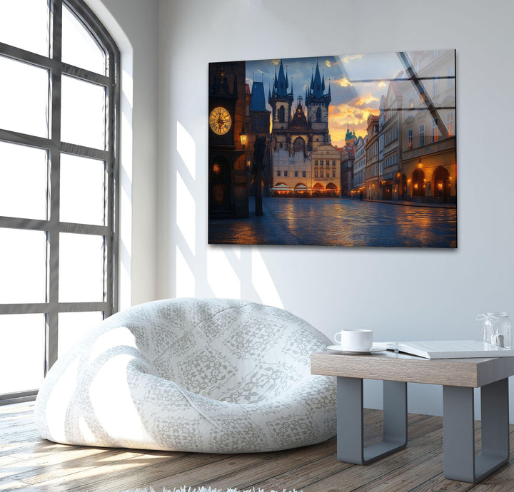 Old Town Square in Prague Glass Wall Art photo print on glass, prints on glass wall art
