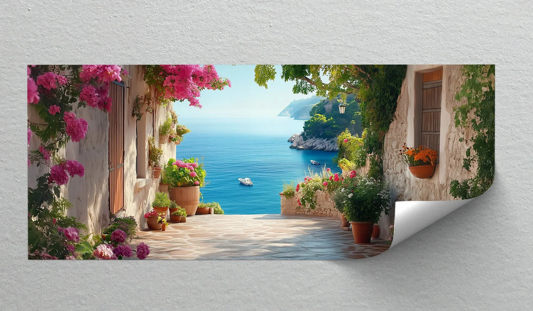 Sun-Kissed Mediterranean Coast – Colorful Village Seaside Canvas Print - MyPhotoStation