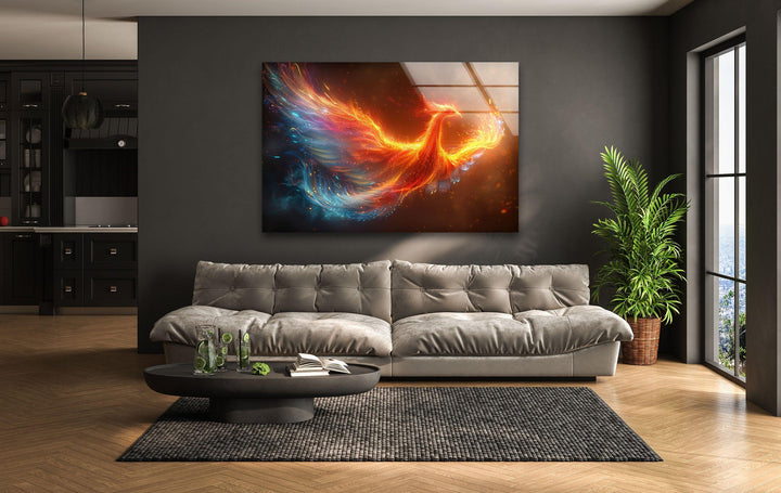 Phoenix Made of Light Tempered Glass Wall Art - MyPhotoStation