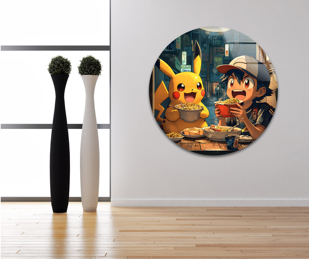 Pikachu and Ash Glass Wall Art glass photo prints, glass picture prints