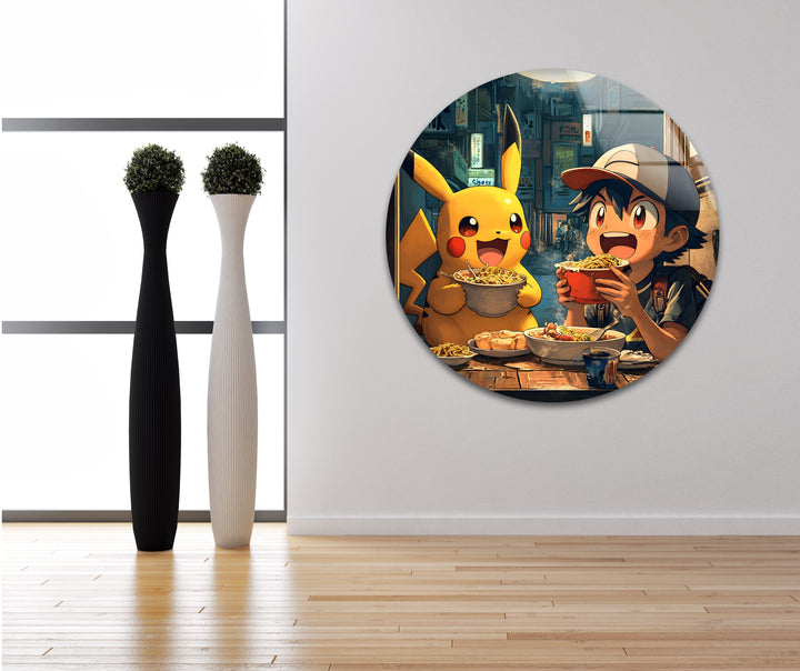 Pikachu and Ash Glass Wall Art glass photo prints, glass picture prints