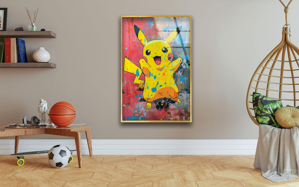 Pikachu Glass Wall Art stained glass wall art, stained glass wall decor
