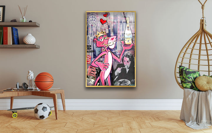 Pink Panther Cristal Glass Wall Art art glass wall art, glass wall art pictures
