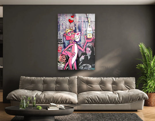 Pink Attitude Cristal Glass Wall Art custom glass photo prints, large glass prints
