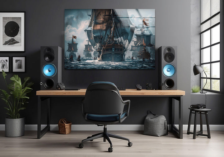 Pirates Ship Tempered Glass Wall Art - MyPhotoStation