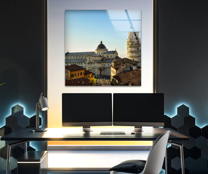 Glaswandkunst mit dem Schiefen Turm von Pisa – Kultiges Wahrzeichen von Pisa mit atemberaubender Architektur