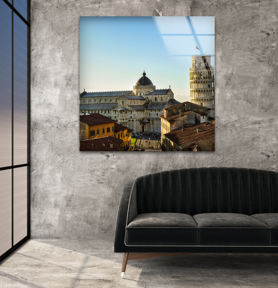 Glaswandkunst mit dem Schiefen Turm von Pisa – Kultiges Wahrzeichen von Pisa mit atemberaubender Architektur