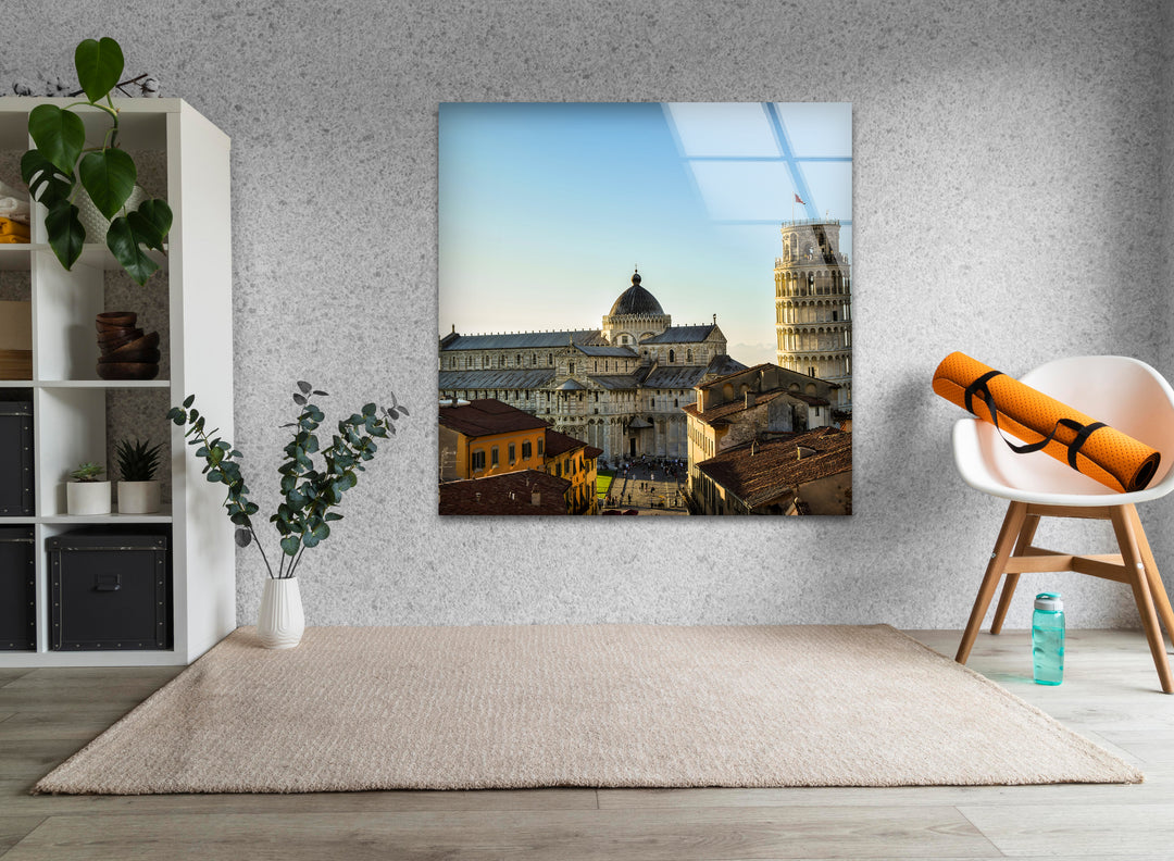 Glaswandkunst mit dem Schiefen Turm von Pisa – Kultiges Wahrzeichen von Pisa mit atemberaubender Architektur