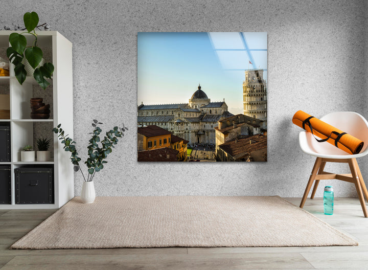 Glaswandkunst mit dem Schiefen Turm von Pisa – Kultiges Wahrzeichen von Pisa mit atemberaubender Architektur