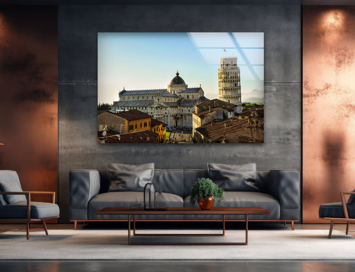 Glaswandkunst mit dem Schiefen Turm von Pisa – Kultiges Wahrzeichen von Pisa mit atemberaubender Architektur