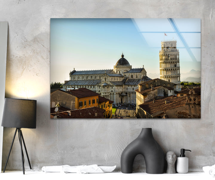 Glaswandkunst mit dem Schiefen Turm von Pisa – Kultiges Wahrzeichen von Pisa mit atemberaubender Architektur