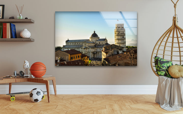Glaswandkunst mit dem Schiefen Turm von Pisa – Kultiges Wahrzeichen von Pisa mit atemberaubender Architektur