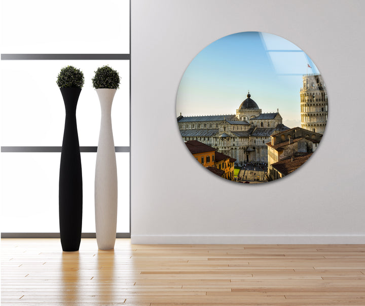 Glaswandkunst mit dem Schiefen Turm von Pisa – Kultiges Wahrzeichen von Pisa mit atemberaubender Architektur
