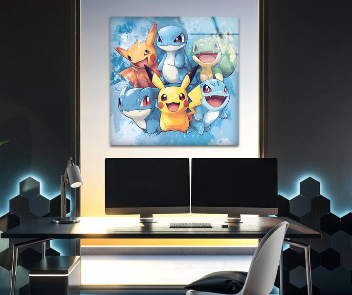 Pokemon Characters Glass Wall Art print on glass, glass printed photos