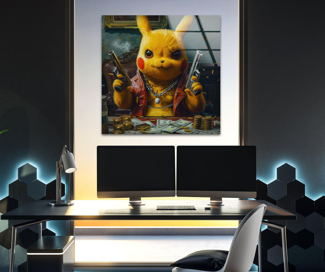 Mafia Pokemon Glass Wall Art, glass photo prints, glass picture prints
