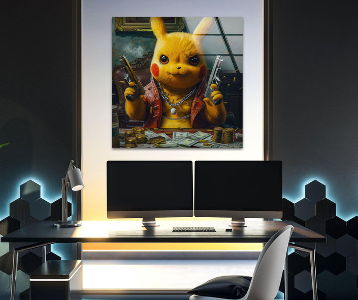 Mafia Pokemon Glass Wall Art, glass photo prints, glass picture prints
