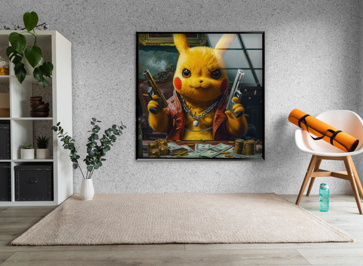 Mafia Pokemon Glass Wall Art, photo print on glass, prints on glass wall art