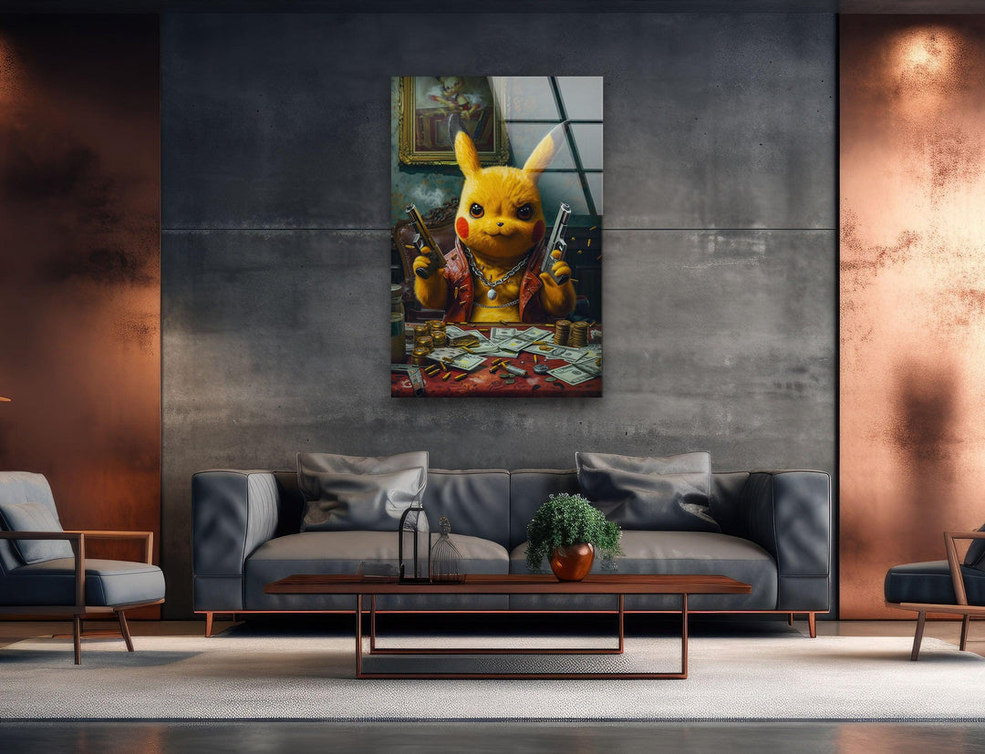 Mafia Pokemon Glass Wall Art, picture on glass wall art, photos printed on glass