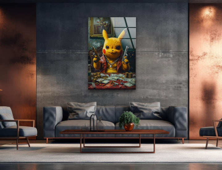 Mafia Pokemon Glass Wall Art, picture on glass wall art, photos printed on glass