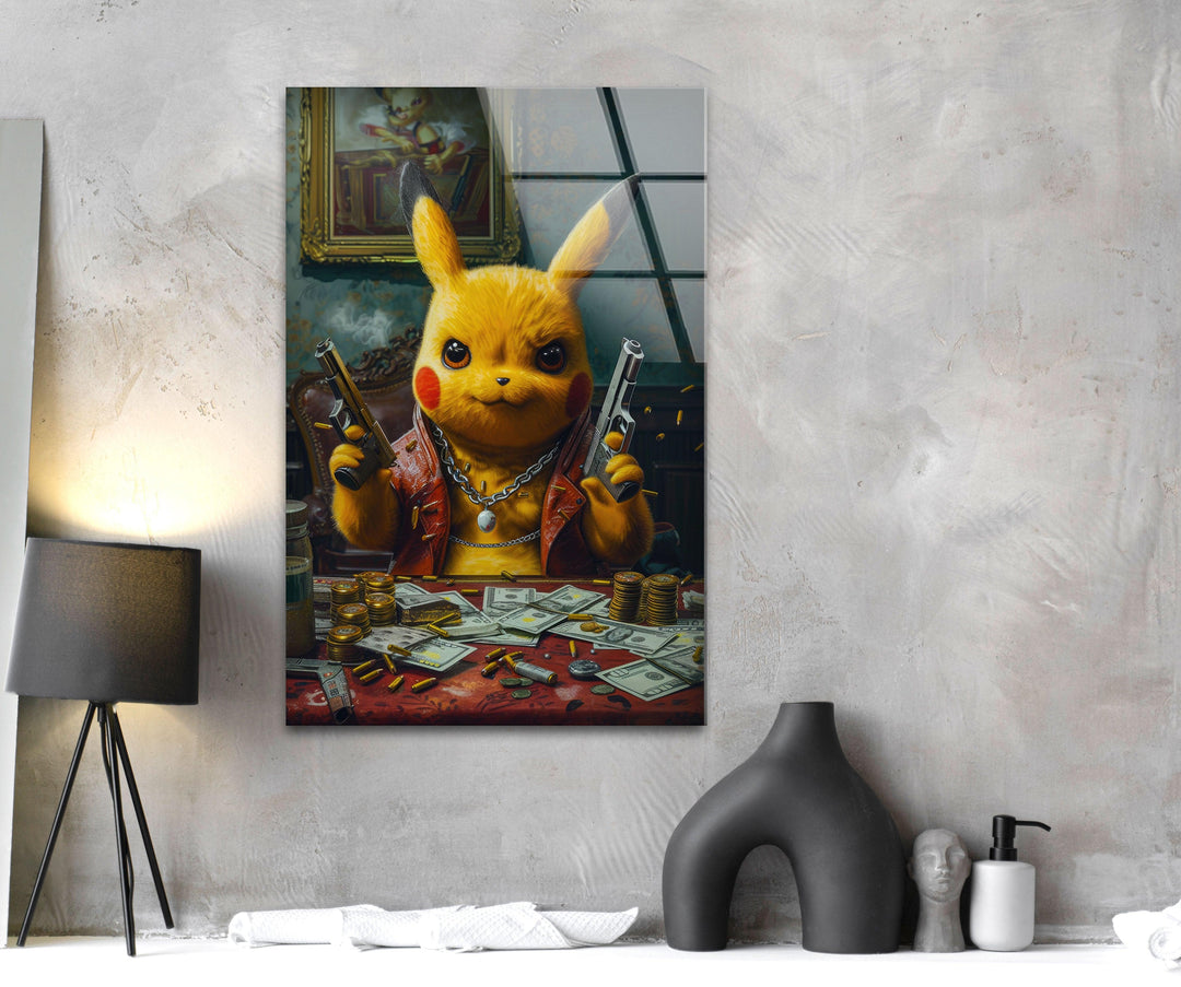 Mafia Pokemon Glass Wall Art, large glass photo prints, glass wall photos