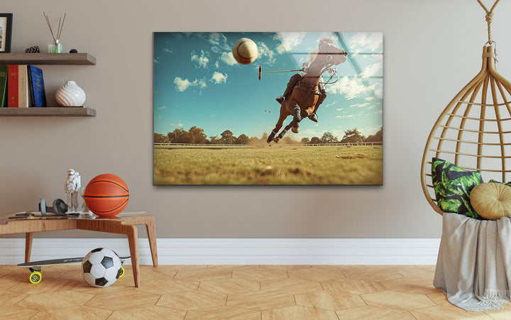 Polo Player on Horseback Glass Wall Art glass image printing, glass prints from photos

