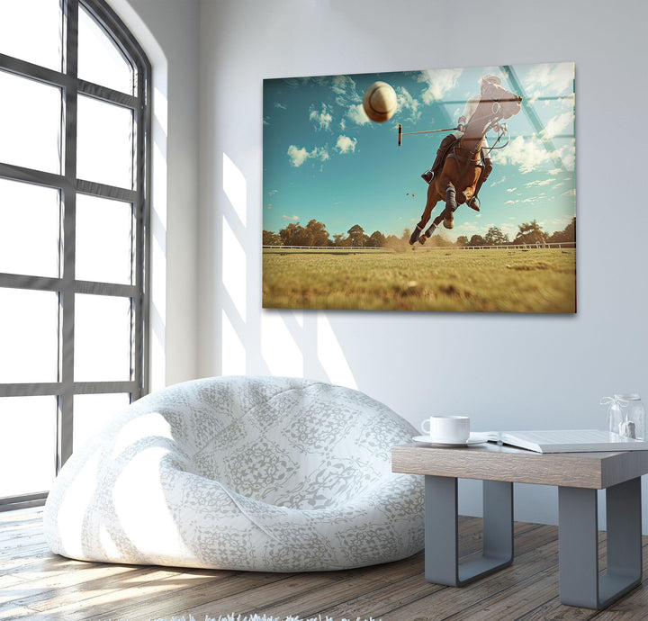 Polo Player on Horseback Glass Wall Art glass pictures for Wall, glass prints wall art
