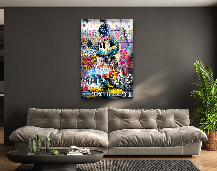 Pop Mouse Glass Wall Art glass wall decor, glass wall art decor
