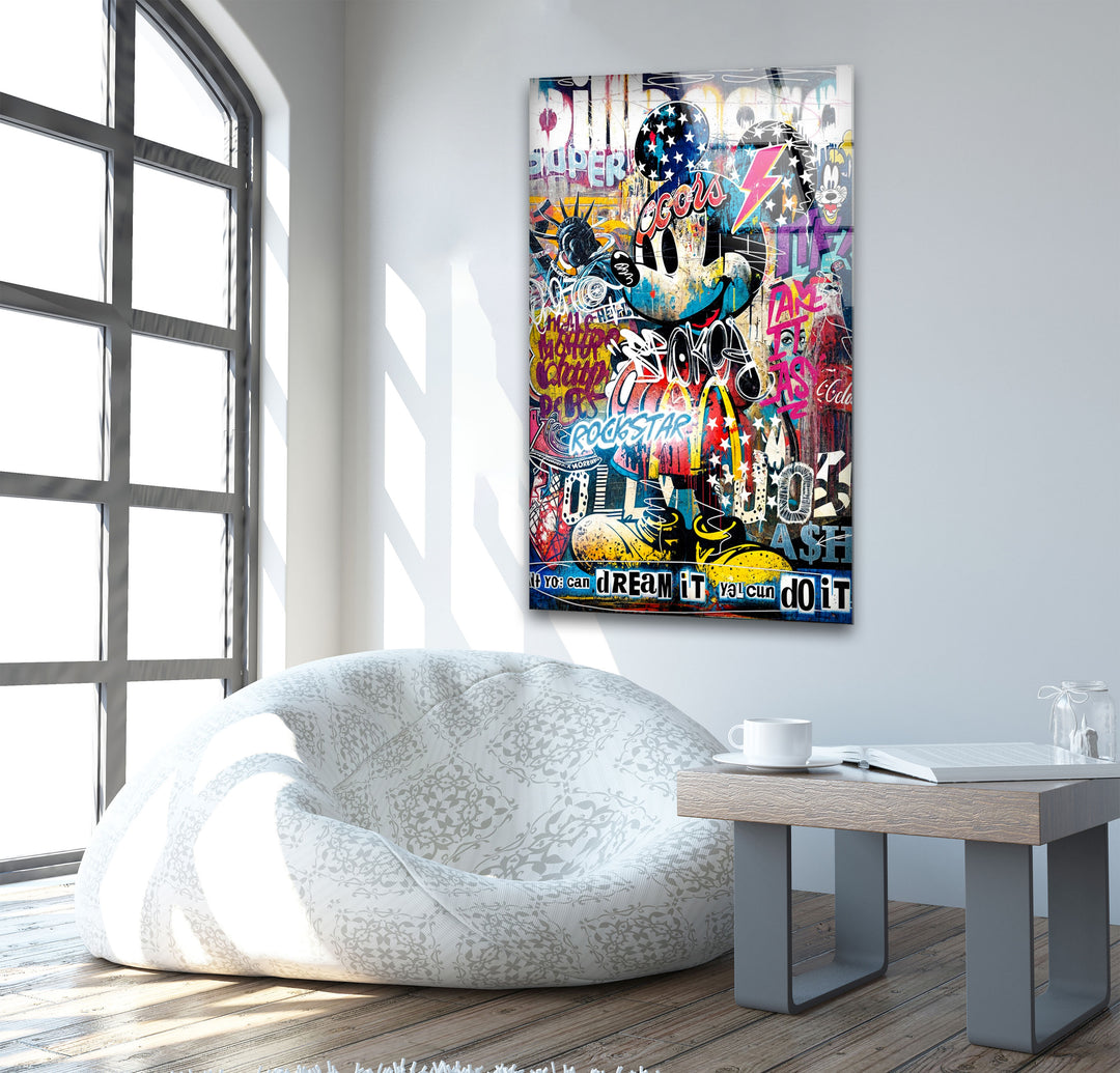 Pop Mouse Glass Wall Art custom glass pictures, glass art prints

