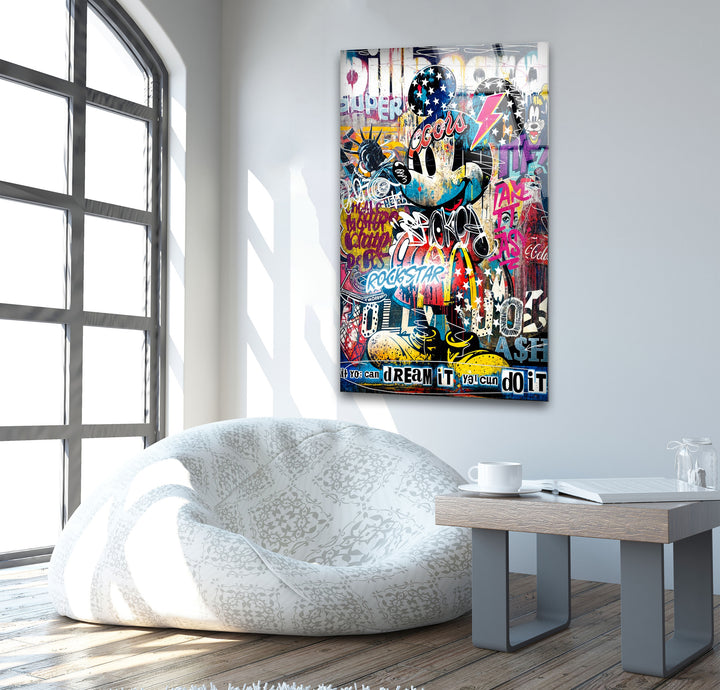 Pop Mouse Glass Wall Art custom glass pictures, glass art prints
