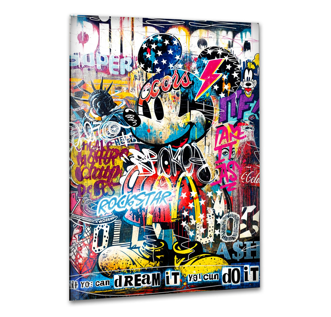 Pop Mouse Glass Wall Art print picture on glass, Tempered Glass Wall Art
