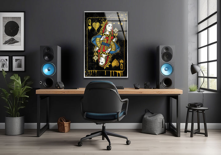 Queen Card Glass Wall Art glass photo prints, glass picture prints
