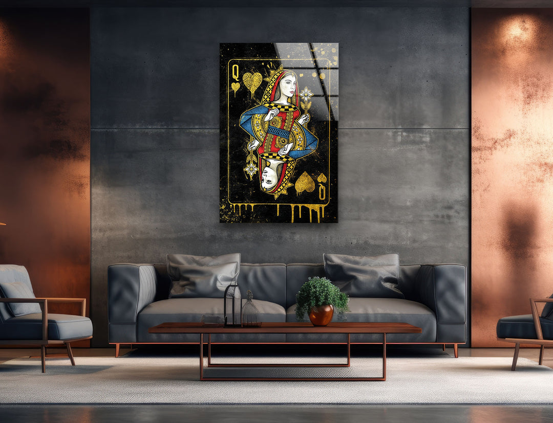 Queen Card Glass Wall Art glass image printing, glass prints from photos
