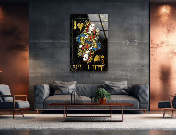 Queen Card Glass Wall Art glass image printing, glass prints from photos
