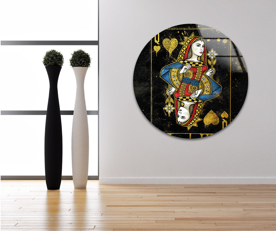 Queen Card Glass Wall Art Glass Printing Wall Art, Print photos on glass
