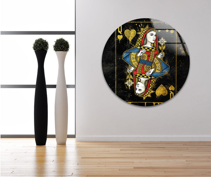 Queen Card Glass Wall Art Glass Printing Wall Art, Print photos on glass
