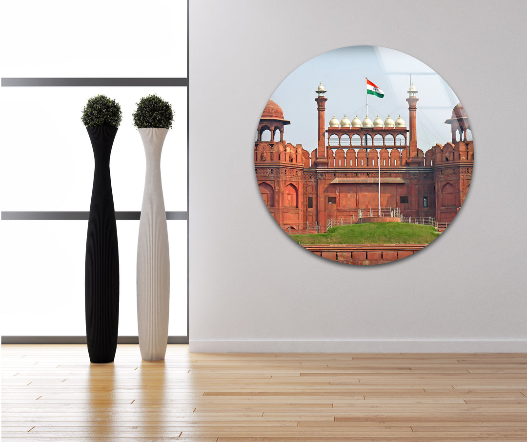 Rotes Fort – Glaswandkunst – Majestätischer Blick auf Delhis Wahrzeichen