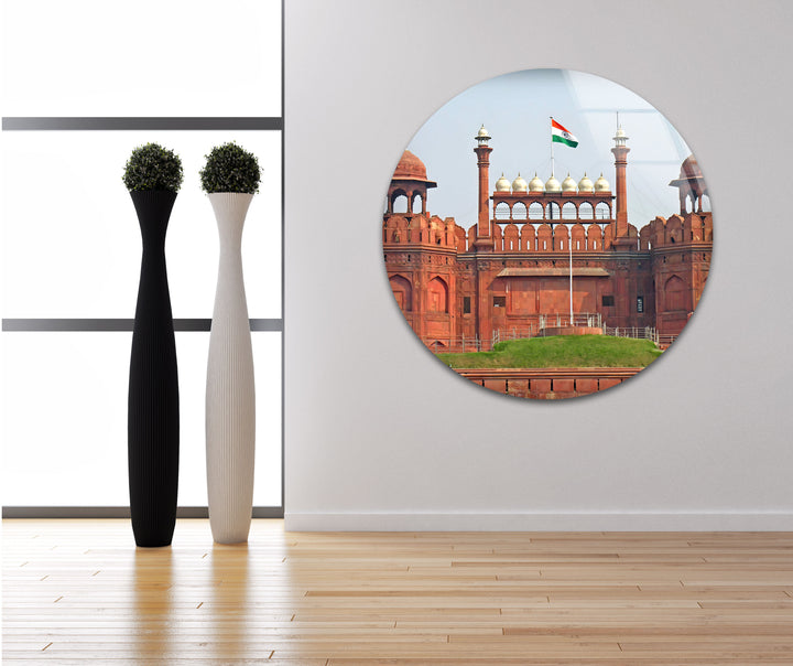Rotes Fort – Glaswandkunst – Majestätischer Blick auf Delhis Wahrzeichen