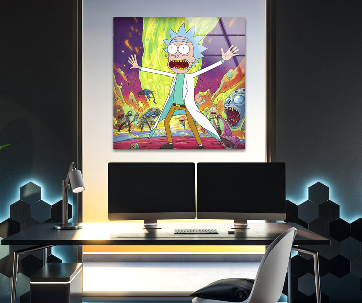 Rick Sanchez Animation Glass Wall Art Glass Printing Wall Art, Print photos on glass