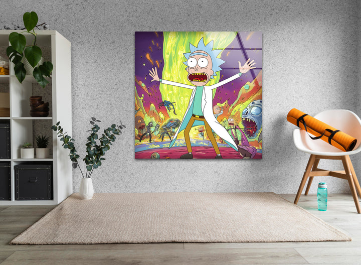 Rick Sanchez Animation Glass Wall Art glass art painting, glass art for the Wall
