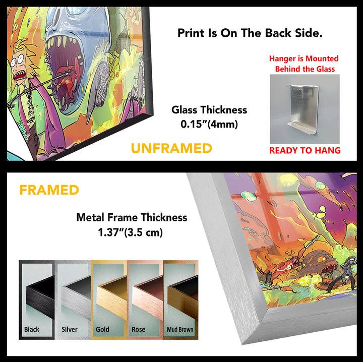 Rick Sanchez Animation Glass Wall Art