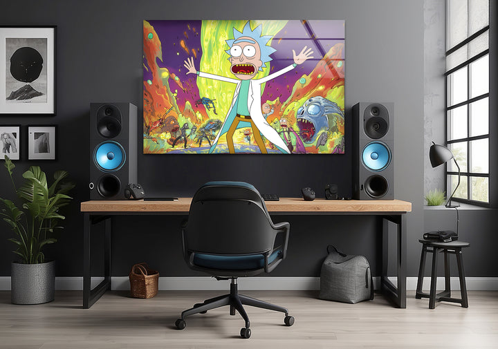 Rick Sanchez Animation Glass Wall Art glass photo prints, glass picture prints