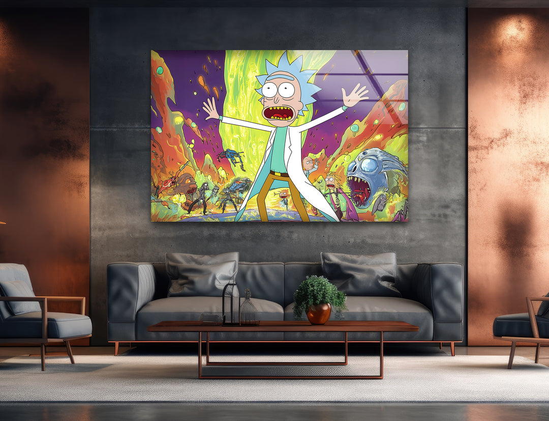 Rick Sanchez Animation Glass Wall Art  art glass wall art, glass wall art pictures