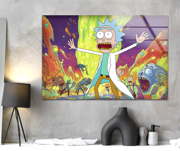 Rick Sanchez Animation Glass Wall Art picture on glass wall art, photos printed on glass