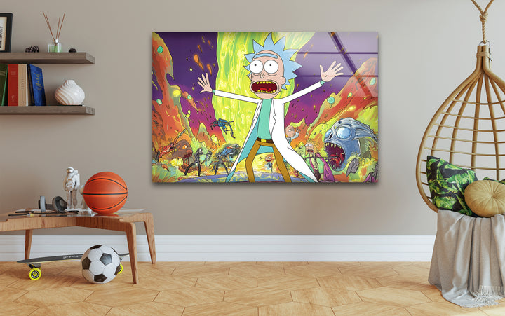 Rick Sanchez Animation Glass Wall Art  print on glass, glass printed photos
